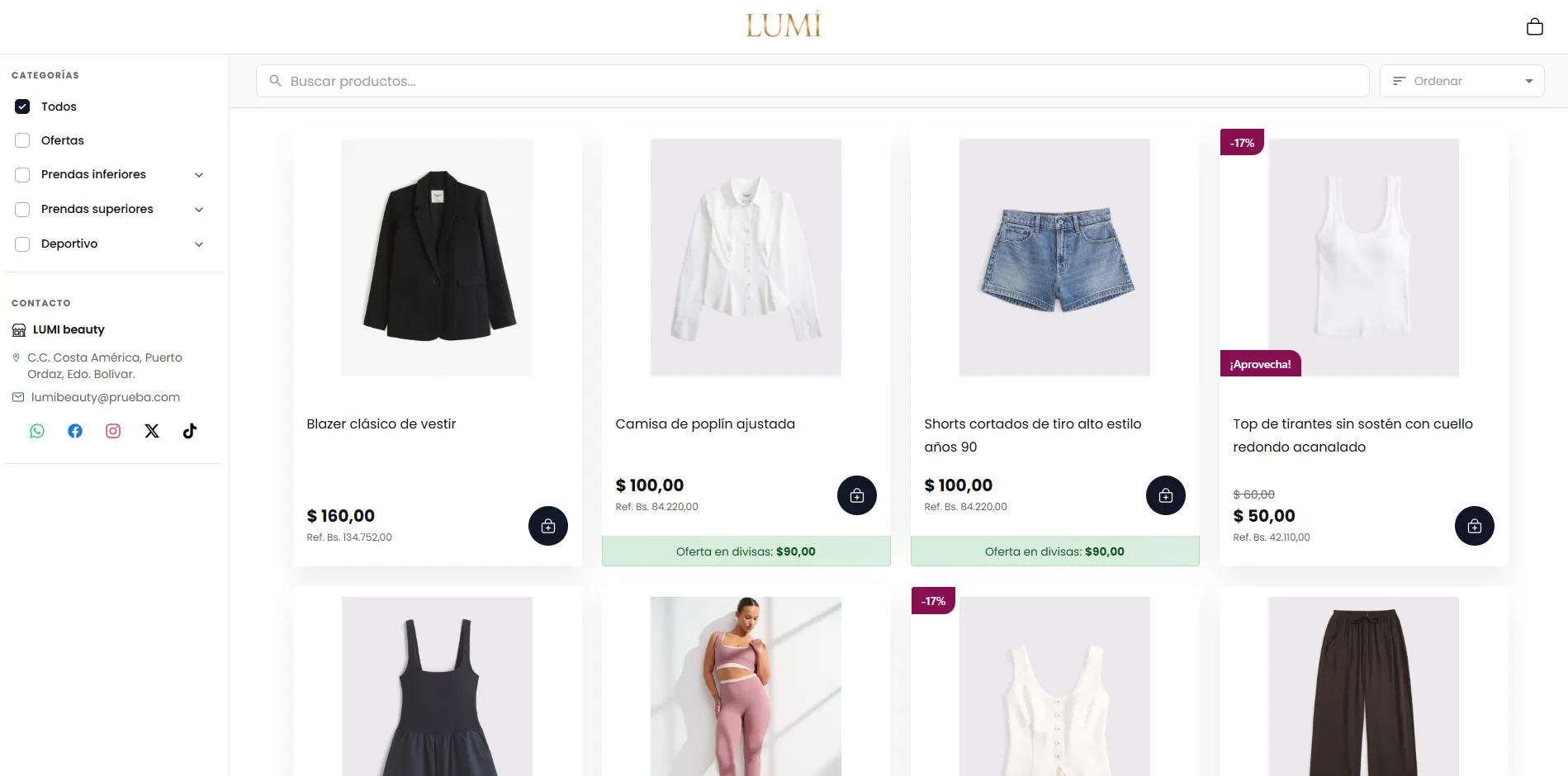 Catálogo online de LUMI hecho con Takla